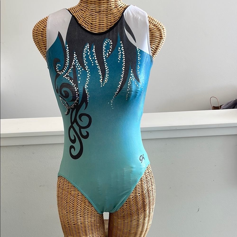 GK Blue and Black One Piece Leotard